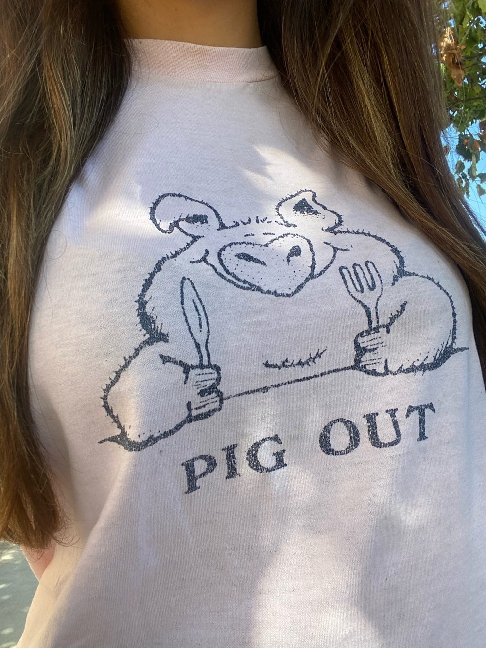 Vintage Pig Out Graphic Tee - Pink Kids Shirt